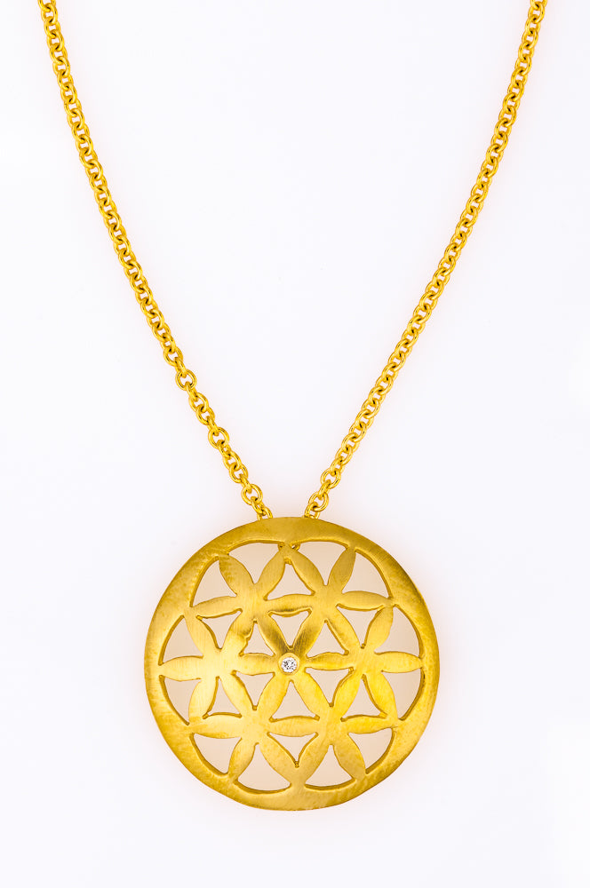 Seed Of Life gold Pendant with diamond‏